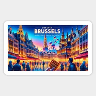 Enchanting Brussels Twilight in Belgium Sticker